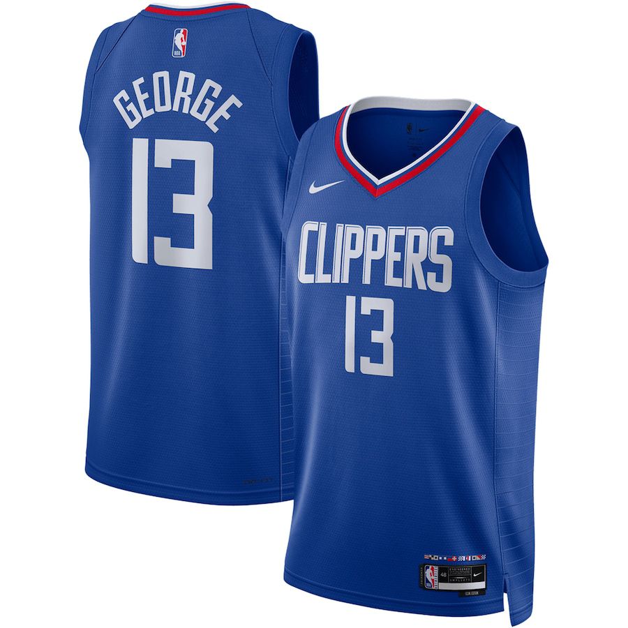 Men Los Angeles Clippers #13 Paul George Nike Royal Icon Edition 2022-23 Swingman NBA Jersey